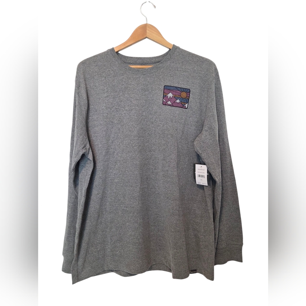 Eddie Bauer Mountain Graphic T-Shirt Mens 2XL Grey Long Sleeve
